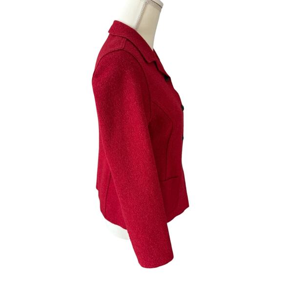 Vintage VALERIE STEVENS Boiled Wool Blazer Size 2P Cherry Red Preppy Career - Picture 4 of 8